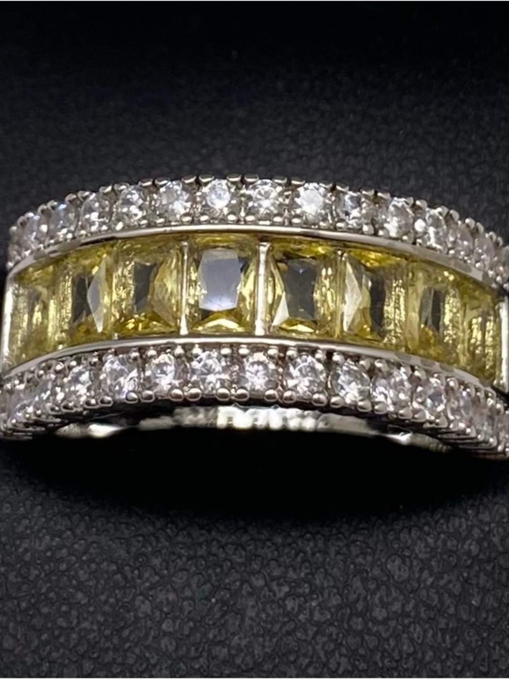 Bomb Party Ring Yellow Channel-Set and Pavé Cubic Zirconia Ring